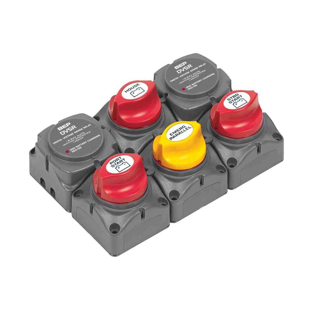 BEP Battery Distribution Cluster with DVSR  - Twin Outboard Three Battery Banks