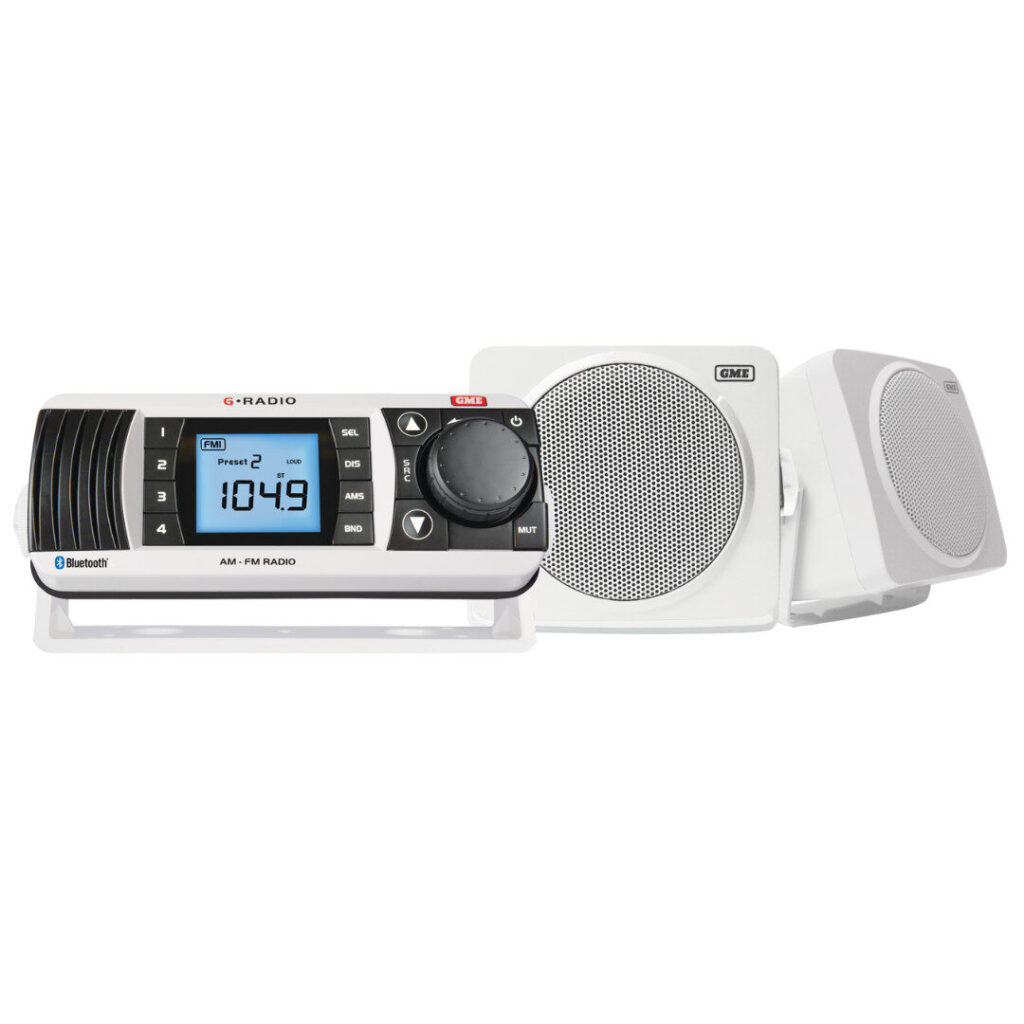 GME GR300BTWEP2 Marine Stereo Entertainment Pack – Bluetooth, IPX7, Includes 60W Speakers
