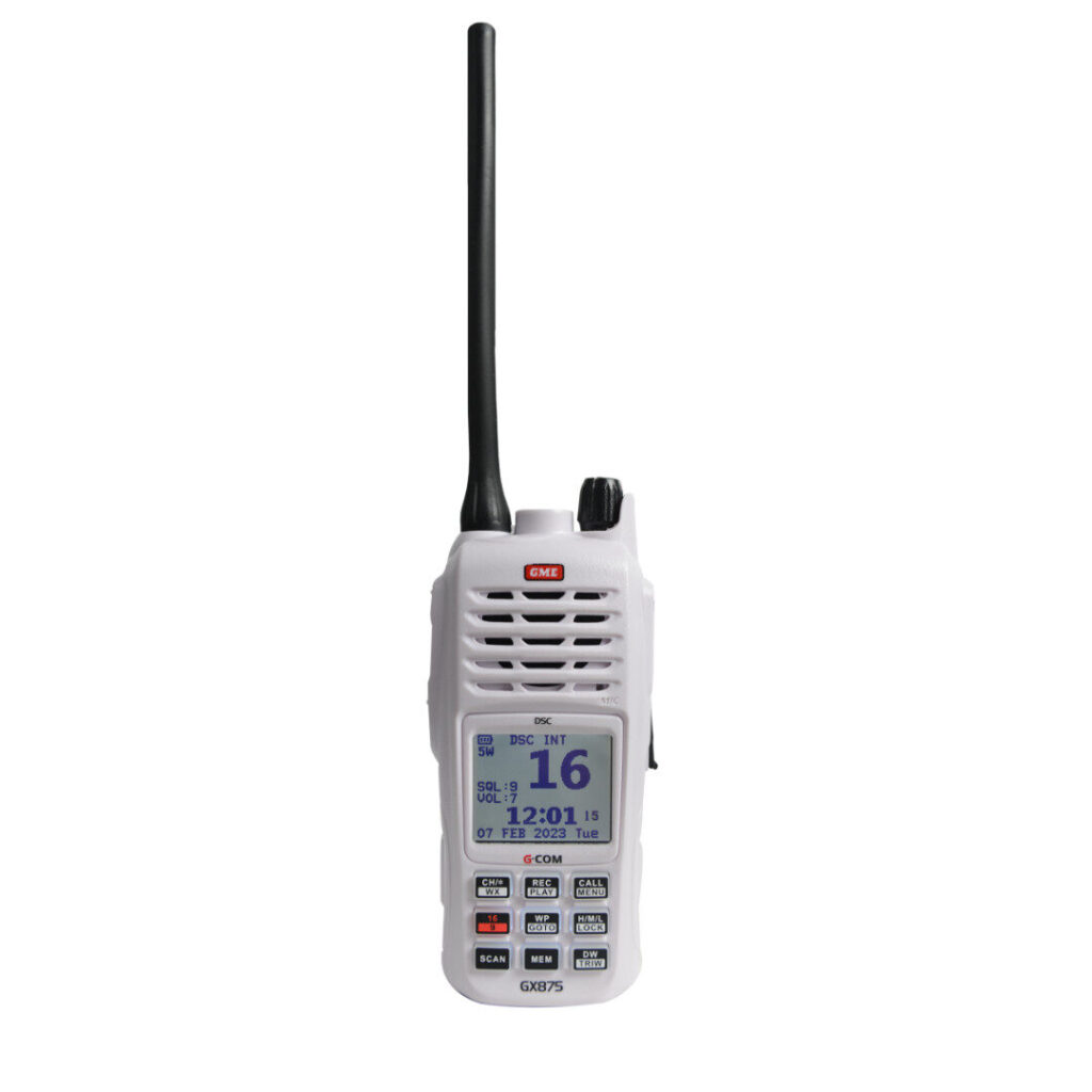 GME GX875 Handheld VHF Marine Radio – 5W, IPX8, GPS, DSC
